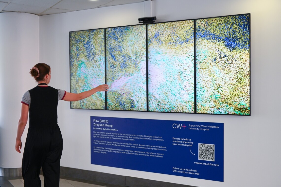 The title of the piece pictured is "Flow" by Zheyuan Zhang.